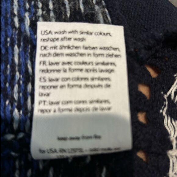 ODD MOLLY Boho Scandi Blue Black Wool Shawl Collar Embroidered Knit Cardigan M - Picture 10 of 11